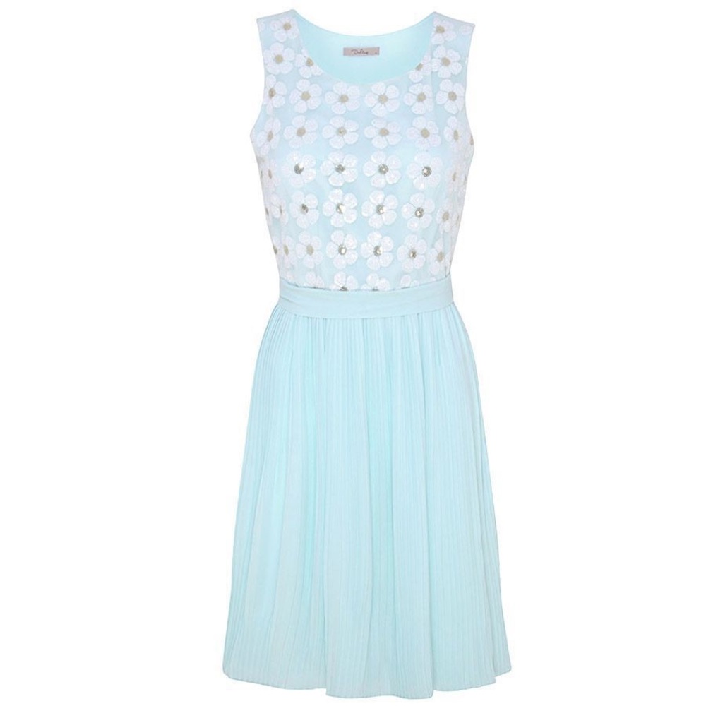 Darling Turquoise Pleated Sequin Dress